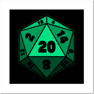 Green D20 DnD Dice Posters and Art